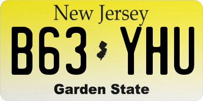 NJ license plate B63YHU