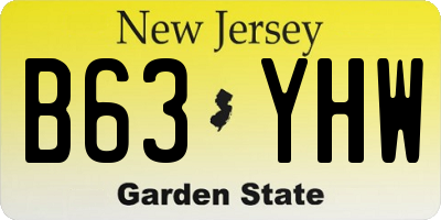 NJ license plate B63YHW