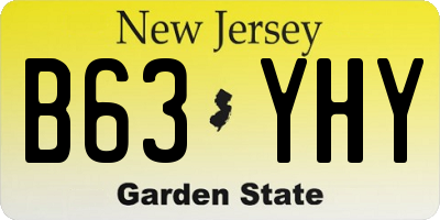 NJ license plate B63YHY