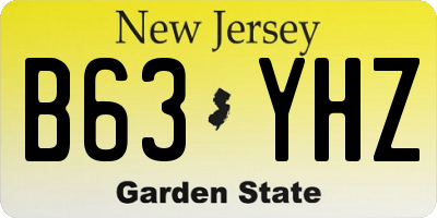 NJ license plate B63YHZ