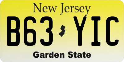 NJ license plate B63YIC