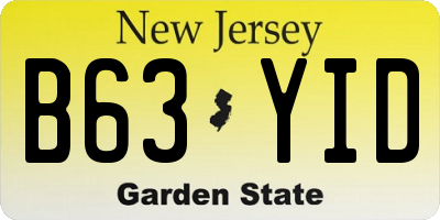 NJ license plate B63YID