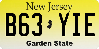 NJ license plate B63YIE