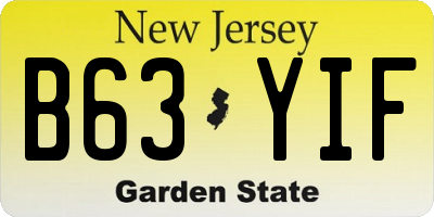 NJ license plate B63YIF