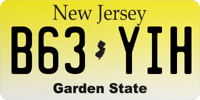 NJ license plate B63YIH