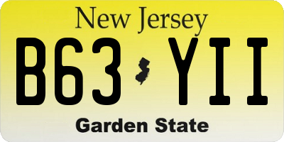 NJ license plate B63YII