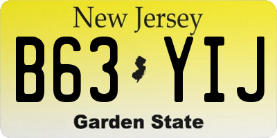 NJ license plate B63YIJ
