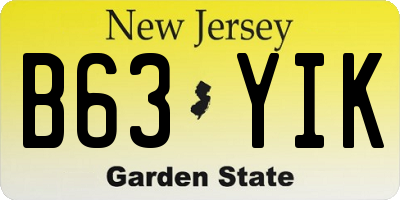 NJ license plate B63YIK