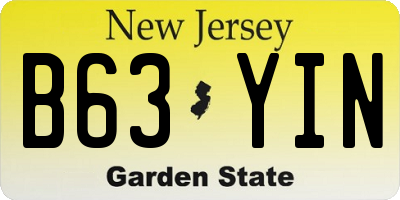 NJ license plate B63YIN