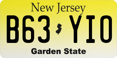 NJ license plate B63YIO