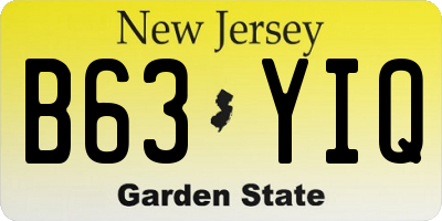 NJ license plate B63YIQ