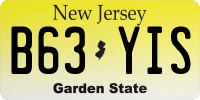 NJ license plate B63YIS