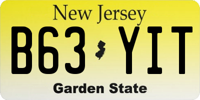 NJ license plate B63YIT