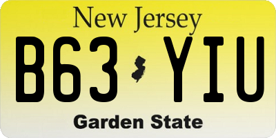 NJ license plate B63YIU