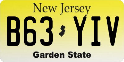 NJ license plate B63YIV
