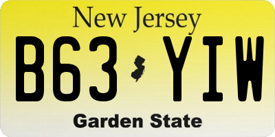 NJ license plate B63YIW