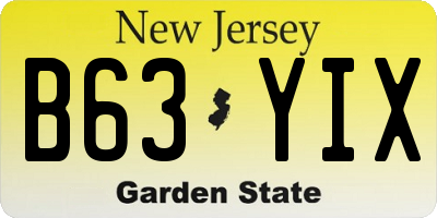 NJ license plate B63YIX