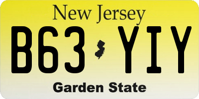 NJ license plate B63YIY