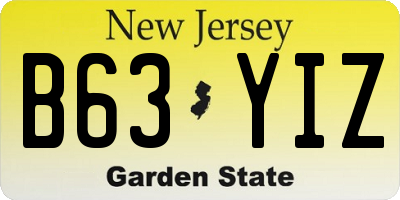 NJ license plate B63YIZ