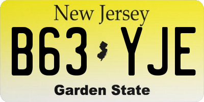 NJ license plate B63YJE