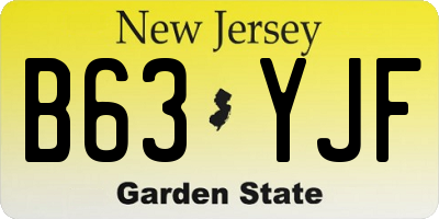 NJ license plate B63YJF