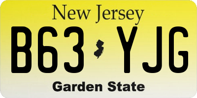 NJ license plate B63YJG