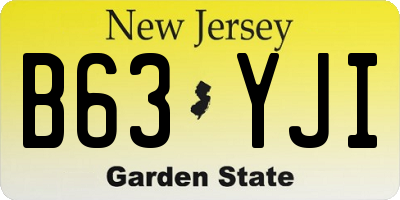 NJ license plate B63YJI