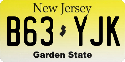 NJ license plate B63YJK