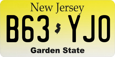 NJ license plate B63YJO