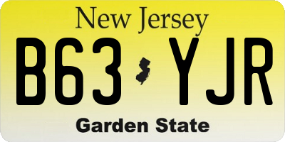 NJ license plate B63YJR