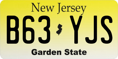NJ license plate B63YJS