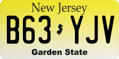 NJ license plate B63YJV