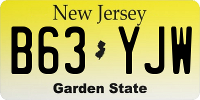 NJ license plate B63YJW