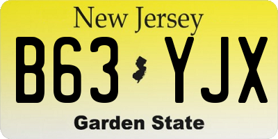 NJ license plate B63YJX