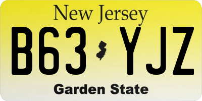NJ license plate B63YJZ