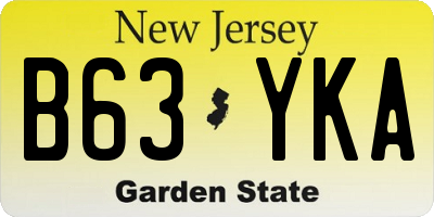 NJ license plate B63YKA