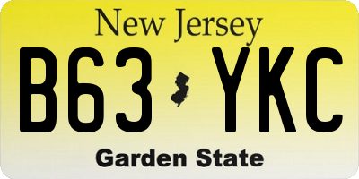 NJ license plate B63YKC