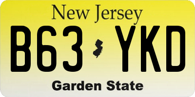 NJ license plate B63YKD