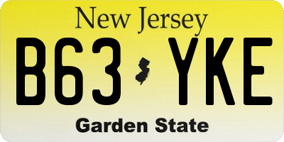 NJ license plate B63YKE