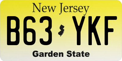 NJ license plate B63YKF