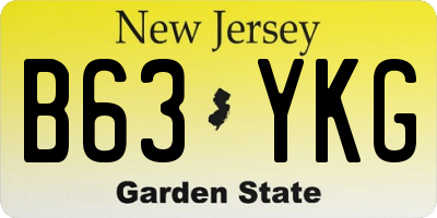 NJ license plate B63YKG