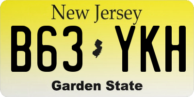 NJ license plate B63YKH