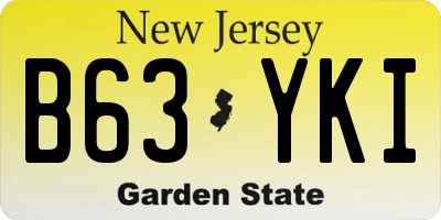 NJ license plate B63YKI