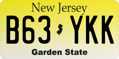 NJ license plate B63YKK
