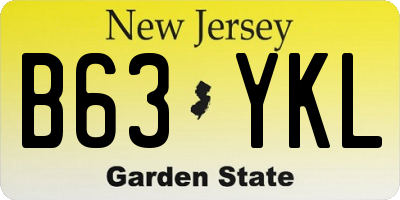 NJ license plate B63YKL