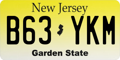 NJ license plate B63YKM
