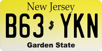 NJ license plate B63YKN