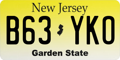 NJ license plate B63YKO