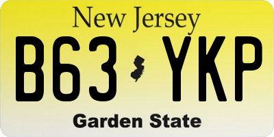 NJ license plate B63YKP