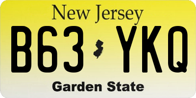 NJ license plate B63YKQ
